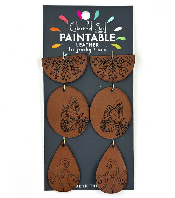 Vintaj - Colourful Soul - Folk Garden Paintable Leather Earrings