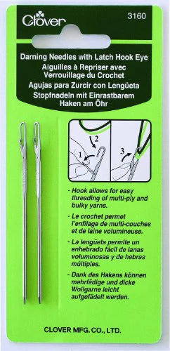 Clover - Darning Needles with Latch Hook Eye (3160)