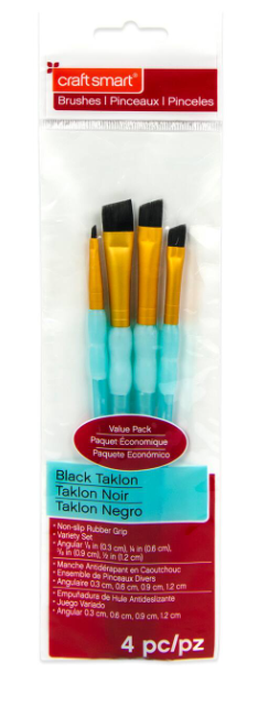 Craft Smart - Black Taklon Angular Variety Set - 4 pk