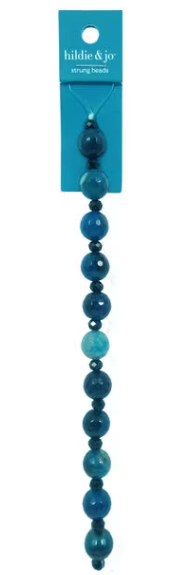 Hildie & Jo - Black & Blue Faceted Round Strung Beads