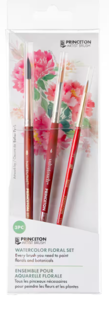 Princeton Artist Brush - Watercolor Floral Brush Set - 3 pc