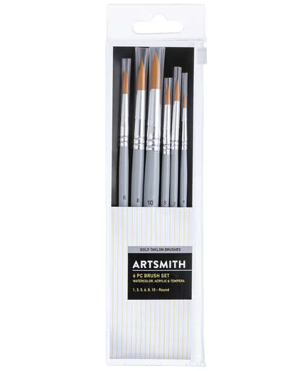 Artsmith - Gold Taklon Brush Set - Round - 6 pcs
