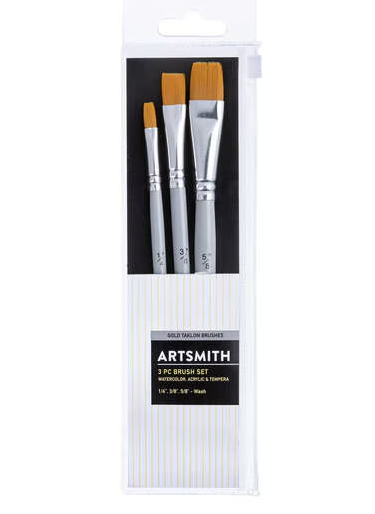 Artsmith - Gold Taklon Brush Set - Wash - 3 pcs
