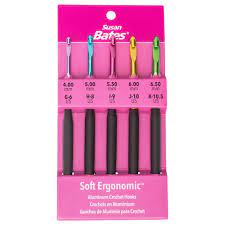 Susan Bates - Soft Ergonomic Aluminum Crochet Hooks - 5 pc