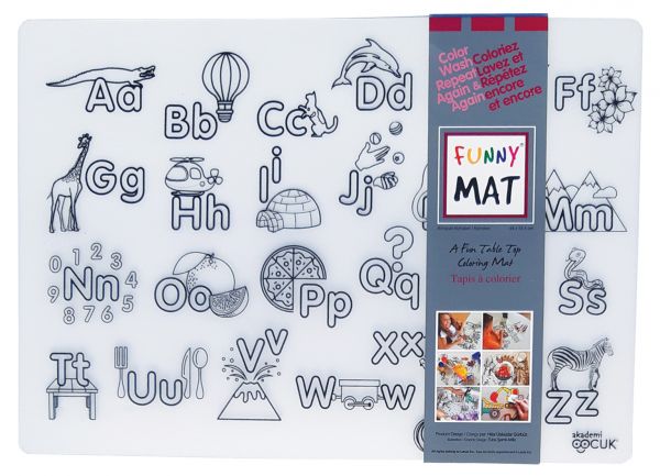 Funny Mat® - Numbers and Alphabet Reusable Table Top Reusable Coloring Mats with Giotto Markers