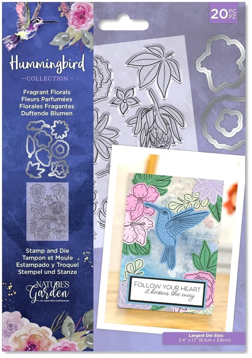 Crafter's Companion - Nature's Garden - Hummingbird Collection - Fragrant Florals Stamp and Die