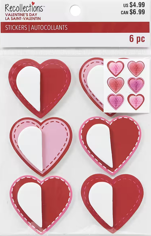 Recollections - Valentine's Day Honeycomb Heart Stickers