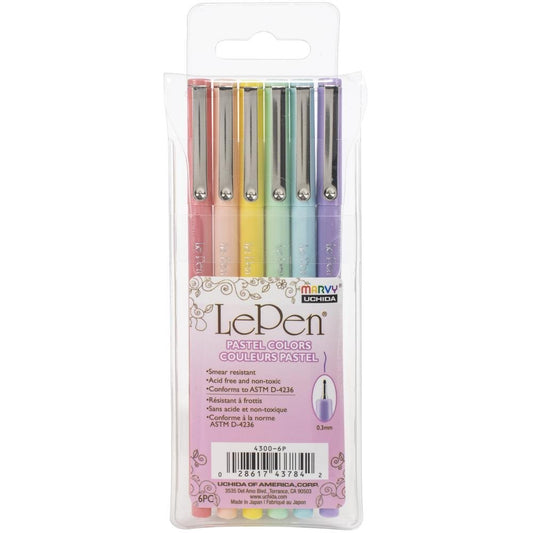 Marvy Uchida - LePen - Pastel Color Pens - 0.3mm - 6 pc