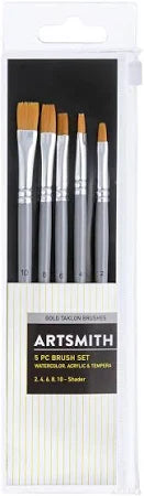 Artsmith - Gold Taklon Brush Set - Shaders - 5 pcs