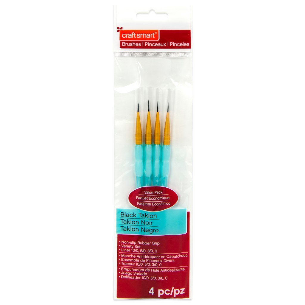 Craft Smart - Black Taklon Liner Paint Brush Set