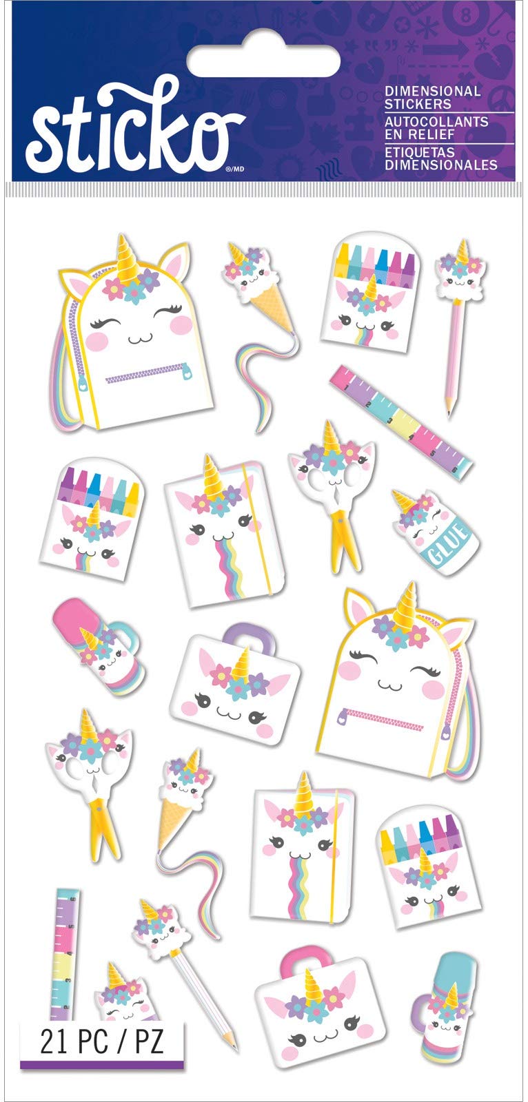 Sticko - Unicorn School Supplies Sticker