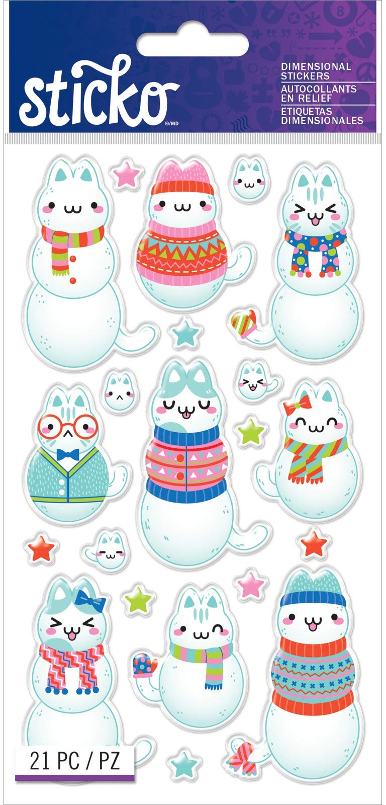 Sticko - Cat Snowmen Stickers