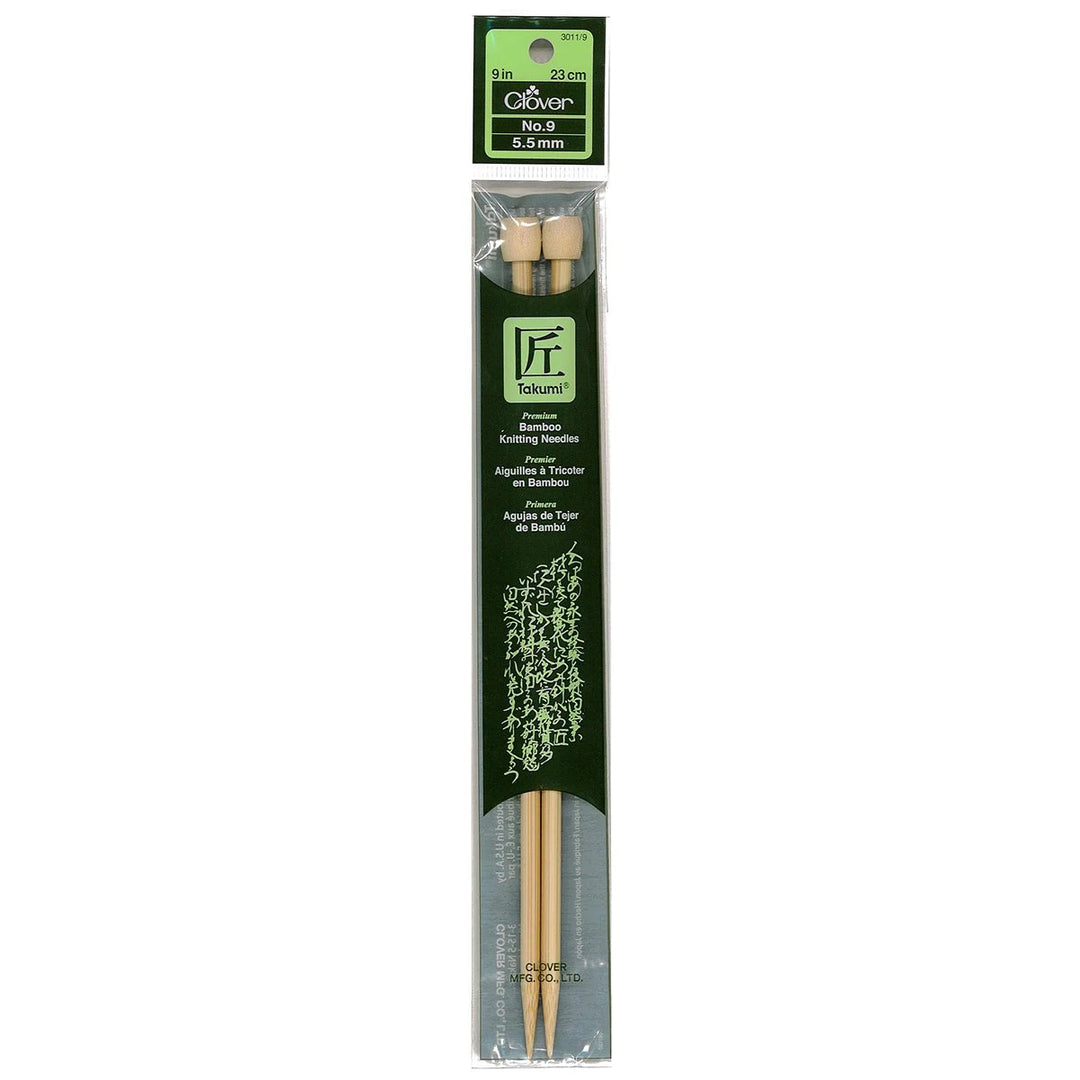 Clover - Bamboo Knitting Needles Single Pointed 9 inch/23 cm (3011)