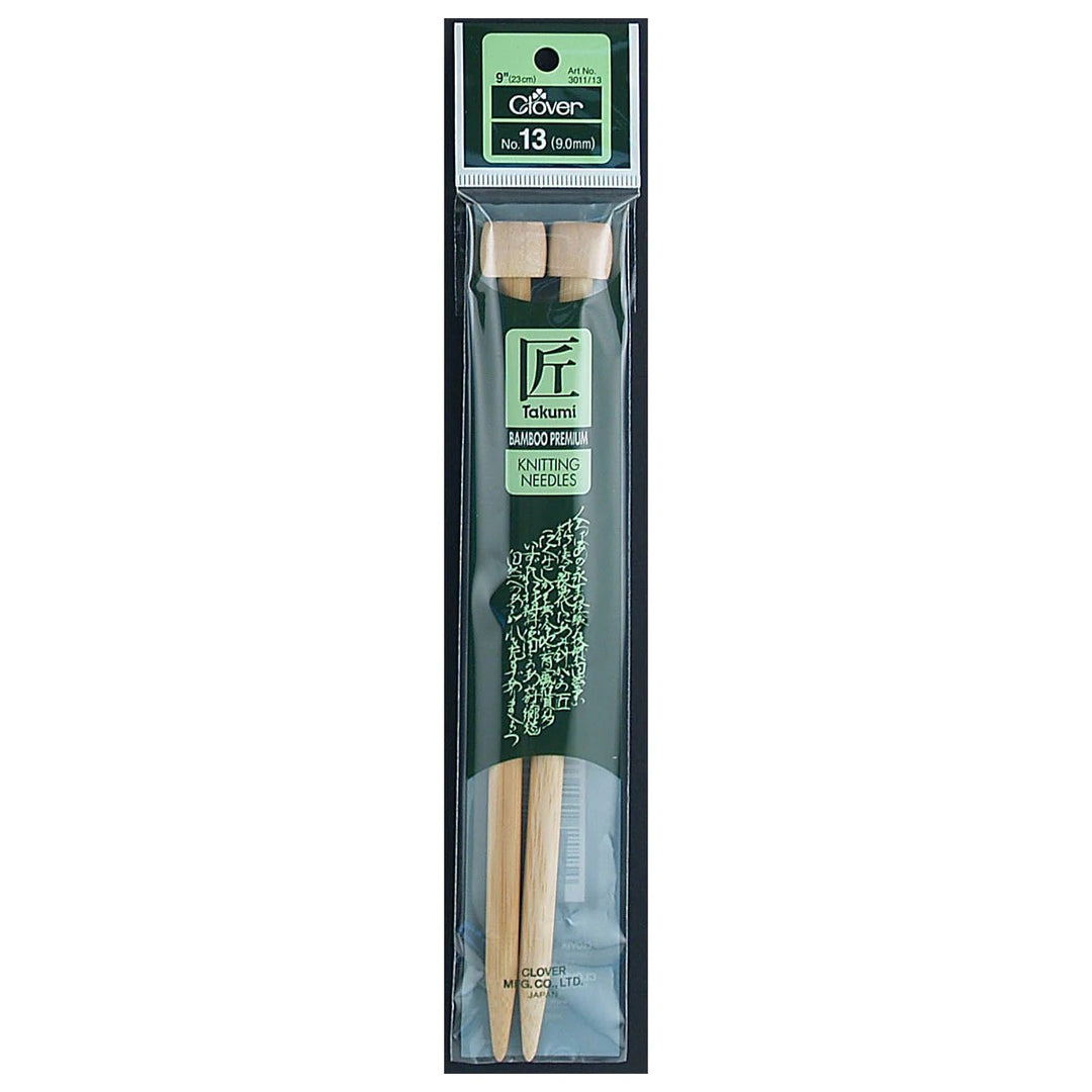 Clover - Bamboo Knitting Needles Single Pointed 9 inch/23 cm (3011)