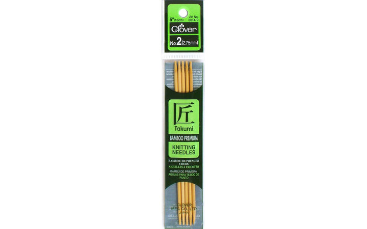 Clover - Takumi Bamboo Double Pointed Knitting Needles 5 inch/13 cm