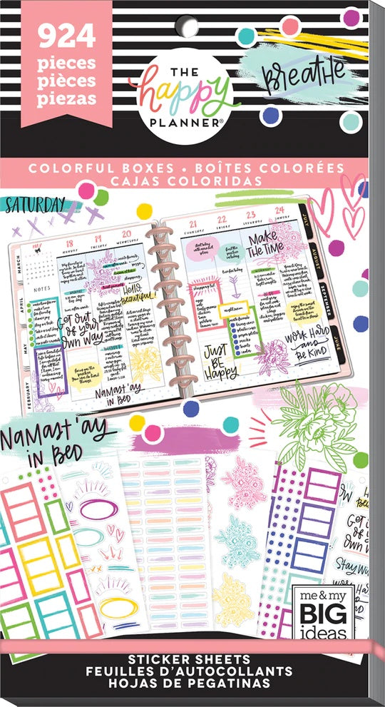 The Happy Planner - Colorful Boxes Sticker Sheets - 924 pcs