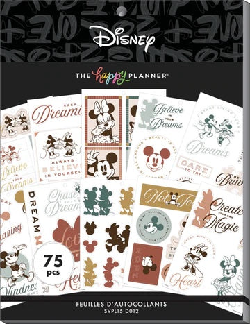 The Happy Planner -  Disney - Mickey Mouse and Minnie Mouse Farmhouse Large Value Pack Stickers - 75 pcs