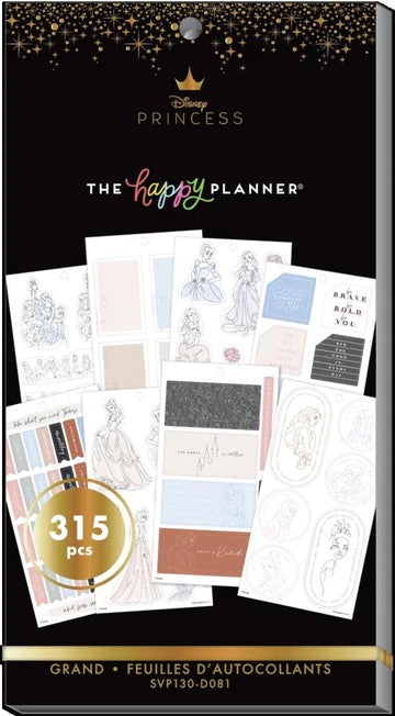 The Happy Planner -  Disney - Princess Elegance Big Value Pack Stickers - Colorful Boxes - 315 pcs