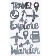 Jolee's Boutique - Metal Travel Words & Icons Dimensional Stickers