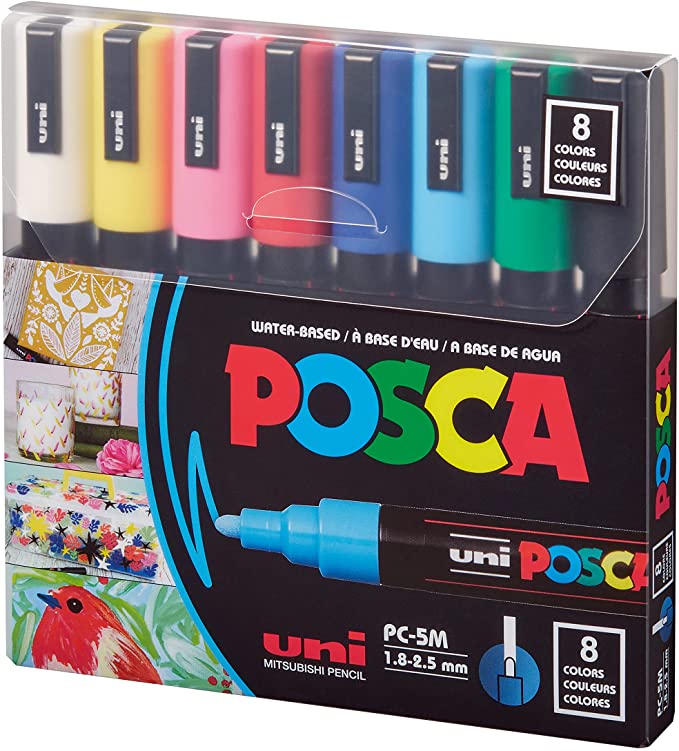 Uni Mitsubishi - Posca Water-Based Markers - 1.8-2.5mm - 8 pc