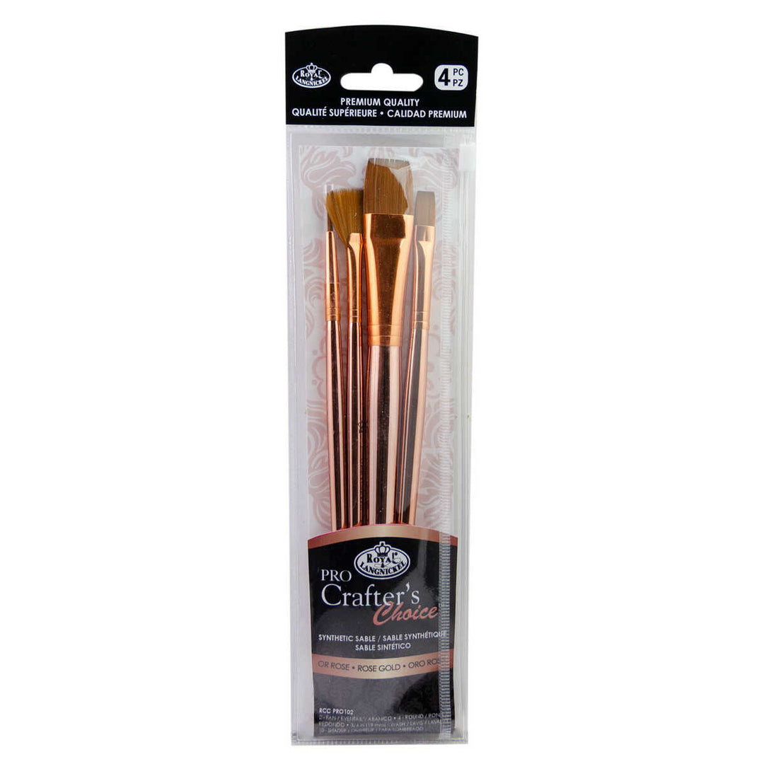 Royal and Langnickel - Pro Crafter's Choice Rose Gold Fan, Round and Shader Paint Brush Set