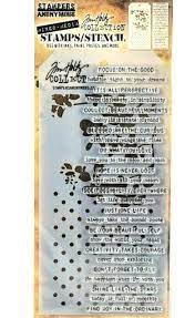 Stampers Anonymous - Tim Holtz - Phrases Stamps with Flowers and Dots Stencil (THMM113)