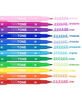 Tombow - Twintone Dual Tip Markers - Rainbow - 12 pieces