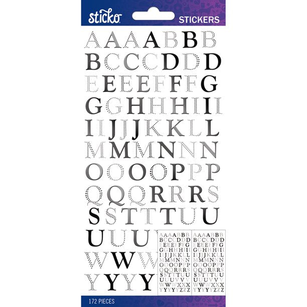 Sticko - Black Foil Embellishment Goudy Small Alphabet