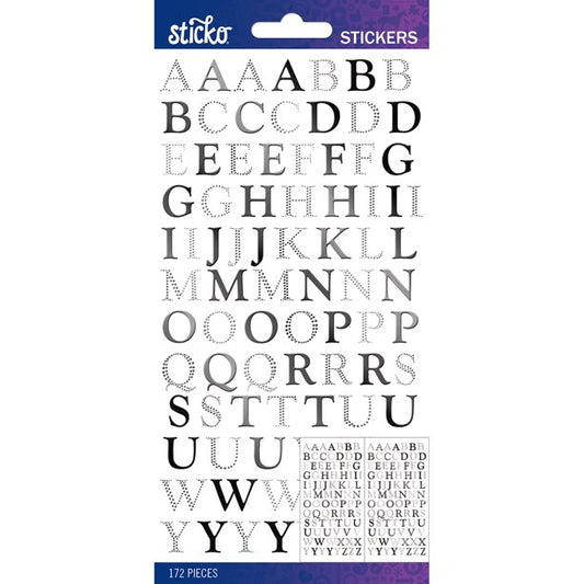 Sticko - Black Foil Embellishment Goudy Small Alphabet