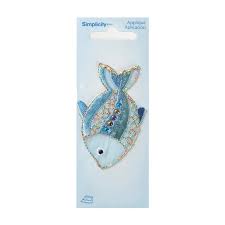 Simplicity - Blue Fish W/Multi Gems Applique