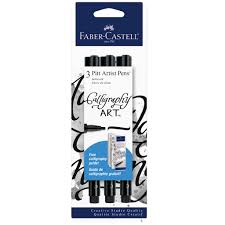 Faber-Castell - Calligraphy Art - Pitt Artist Pens - India Ink - 3 pk