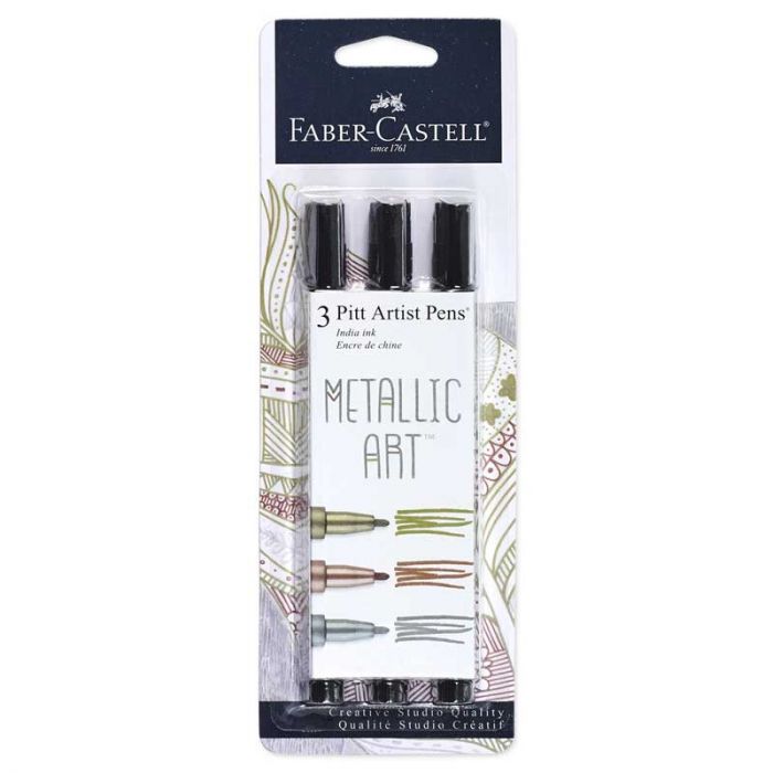 Faber-Castell - Pitt Artist 1.5mm Metalic Art Pens  - Gold, Copper, and Silver