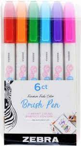 Zebra - Funwari Fude Color Brush Pen - Vibrant Color - 6 pc