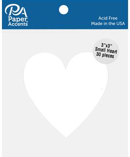 Paper Accents Cardstock Shape Small Heart 3x3" White 30pc