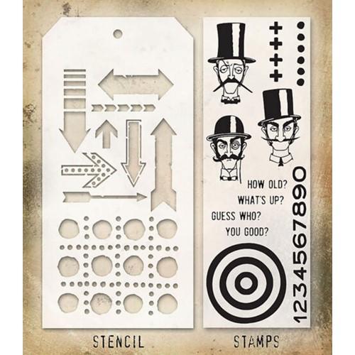 Stampers Anonymous - Tim Holtz - Inquisitive, Arrows and Dotted Clear Stamps and Stencil