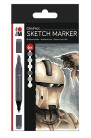 Marabu - Graphix Sketch Marker - Alpha Robot - 6 pc