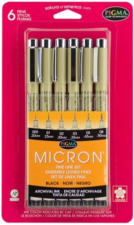 Sakura - Pigma Micron Fine Line Pens - 6 pk