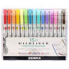 Zebra - Mildliner Double Ended Creative Marker - 15 pc