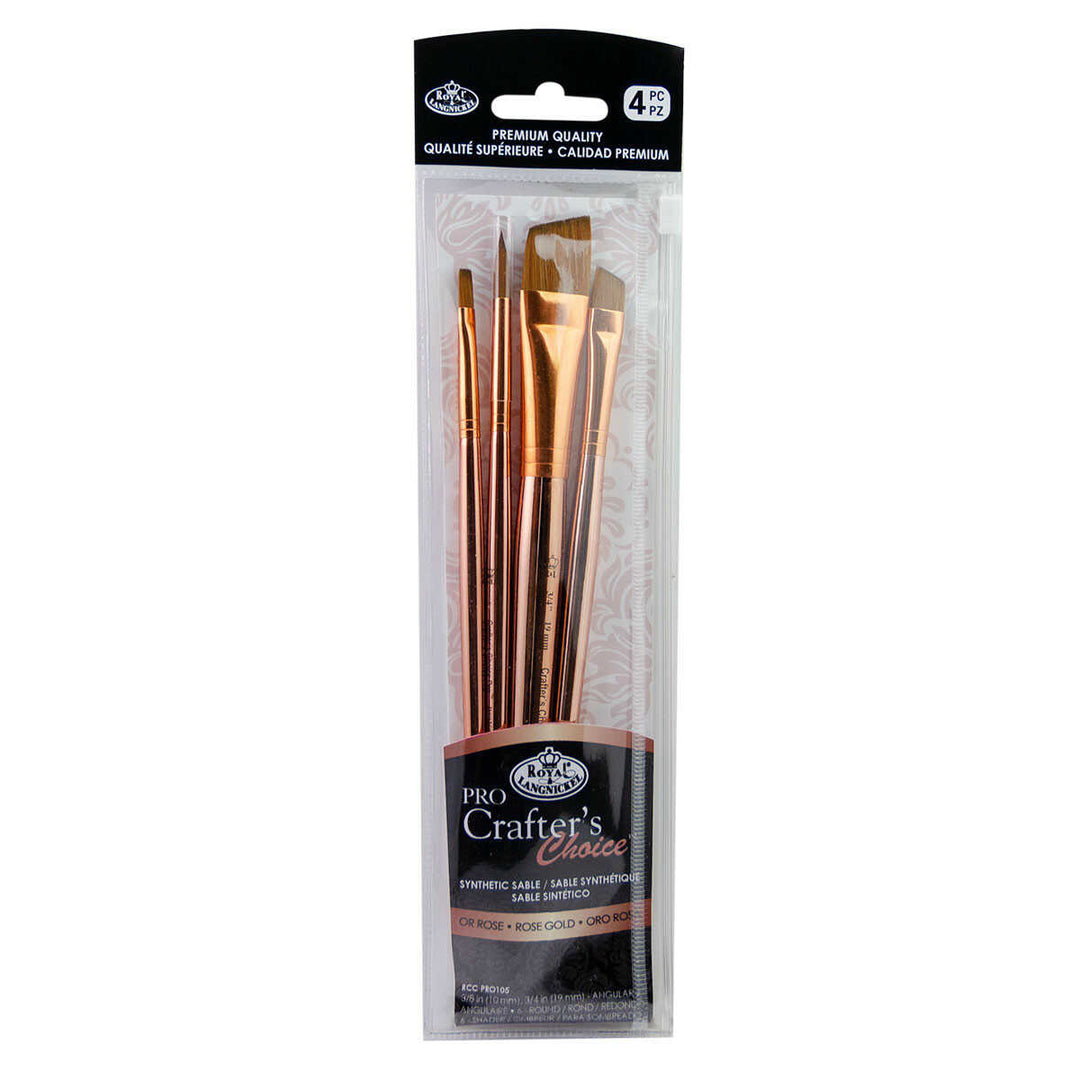 Royal and Langnickel - Pro Crafter's Choice Rose Gold Angular, Round and Shader Paint Brush Kit