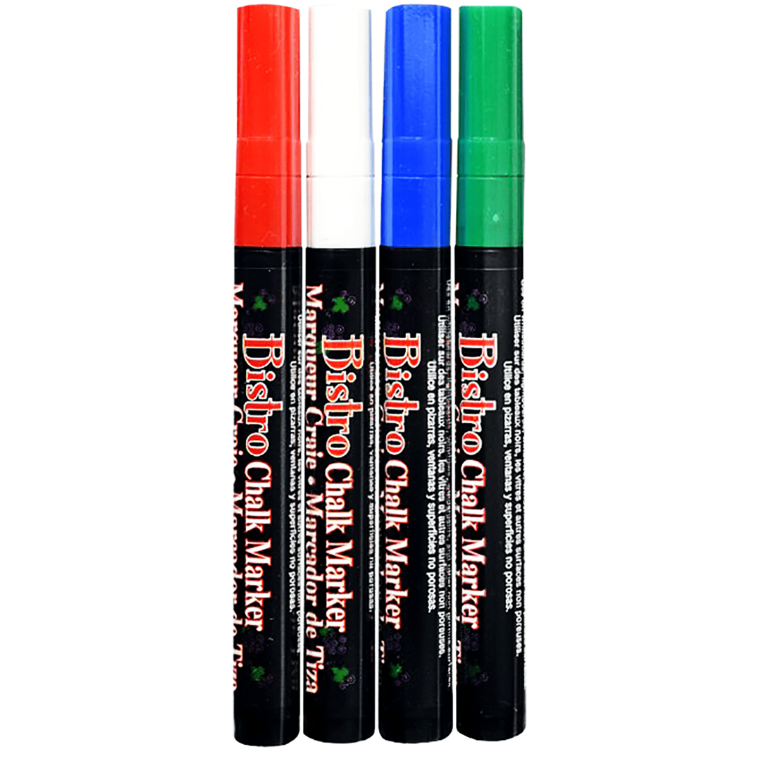 Marvy Uchida Bistro Chalk Marker 4 pc - Red, White, Blue, Green