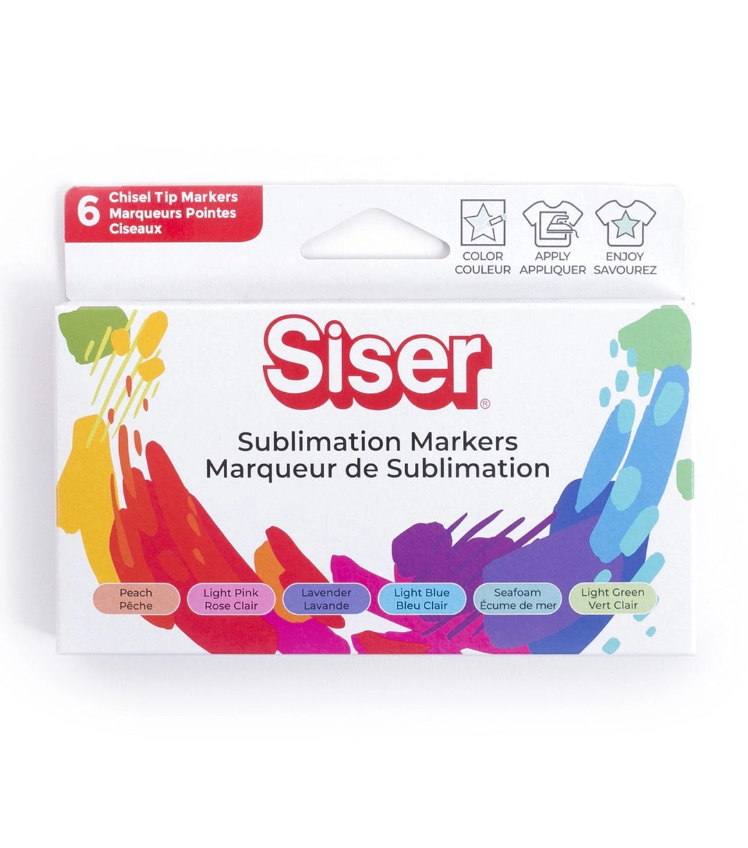 Siser - Primary Chisel Tip Sublimation Markers - 6 pack